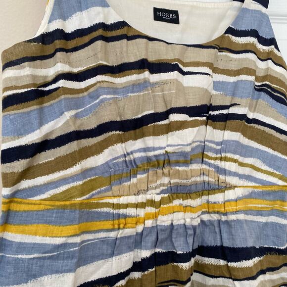 Hobbs London Women's Striped 100% Flax Maxi Sleeveless Dress Size Small Lagen - Picture 7 of 12